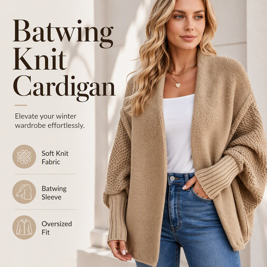 Damesvest met batwing-mouwen en grof breiwerk