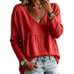 Casual blouse voor dames met V-hals en lange mouwen