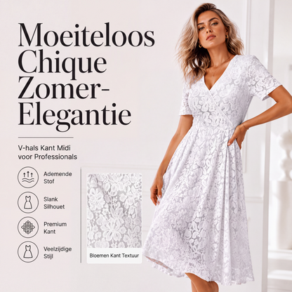 Elegante V-hals kanten jurk voor dames