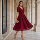 Elegante V-hals kanten jurk voor dames