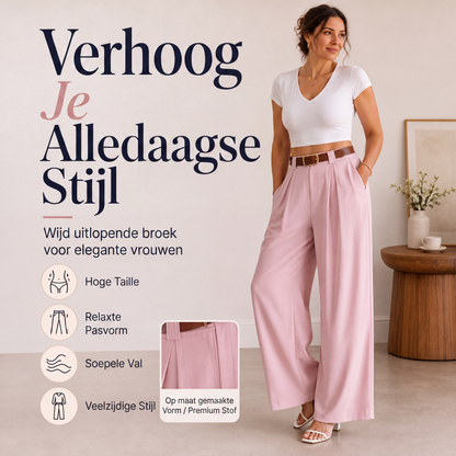 Elegante hooggetailleerde pantalon met wijde pijpen voor dames