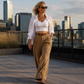 Elegante hooggetailleerde pantalon met wijde pijpen voor dames