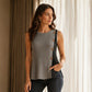 Mouwloze geribbelde top met kleurblokken voor dames