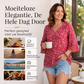 Dames top met bloemenprint en 3/4 wapperende mouwen