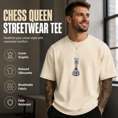 T-shirt met ronde hals en schaakprint voor heren