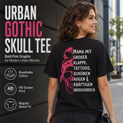 Dames-T-shirt met doodshoofdprint