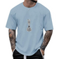 T-shirt met ronde hals en schaakprint voor heren