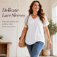 Elegante damesblouse met V-hals en patchwork van kant