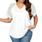 Elegante damesblouse met V-hals en patchwork van kant