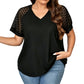 Elegante damesblouse met V-hals en patchwork van kant