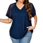 Elegante damesblouse met V-hals en patchwork van kant