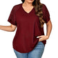 Elegante damesblouse met V-hals en patchwork van kant