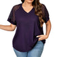 Elegante damesblouse met V-hals en patchwork van kant