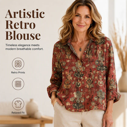 Vintage casual shirt met print voor dames