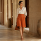 Dames hoge taille bermudabroek met knoopdetail