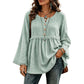 Casual, ruimvallende damesblouse met lange mouwen en franjes