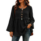 Casual, ruimvallende damesblouse met lange mouwen en franjes