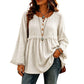 Casual, ruimvallende damesblouse met lange mouwen en franjes