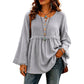 Casual, ruimvallende damesblouse met lange mouwen en franjes