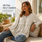 Casual, ruimvallende damesblouse met lange mouwen en franjes