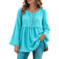 Casual, ruimvallende damesblouse met lange mouwen en franjes