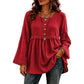 Casual, ruimvallende damesblouse met lange mouwen en franjes
