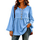 Casual, ruimvallende damesblouse met lange mouwen en franjes