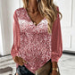 Elegante V-hals top met pailletten voor dames