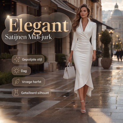 Elegante satijnen midi-jurk voor dames