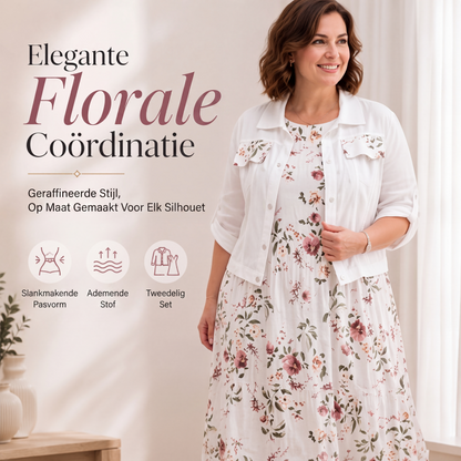 Dames set van maxi-jurk met bloemenprint en kort jasje