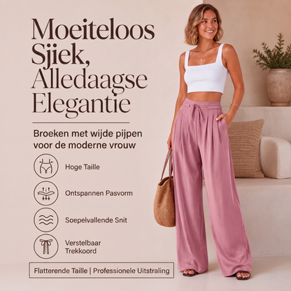 Casuale losvallende geplooide wijde pijpen broek voor dames