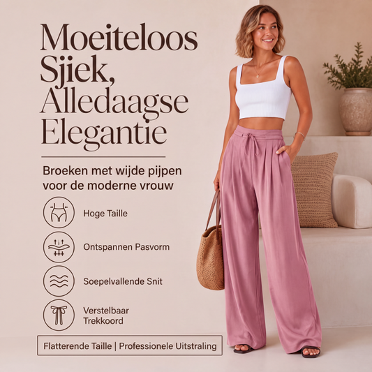 Casuale losvallende geplooide wijde pijpen broek voor dames