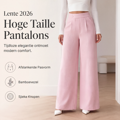 Elegante hooggetailleerde wijde pijpen broek voor dames