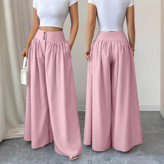 Women's High-Waisted Pleated Wide-Leg Trouserss