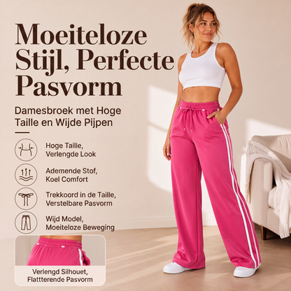 Damesbroek met hoge taille en rechte pijpen