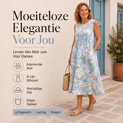 Linnen mouwloze jurk voor dames