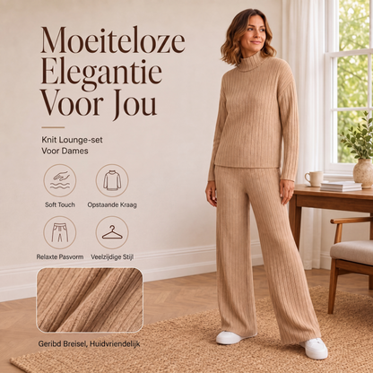 Gezellige geribbelde 2-delige set voor dames