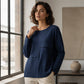 Dames patchwork top met ronde hals en textuur