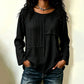 Dames patchwork top met ronde hals en textuur