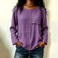 Dames patchwork top met ronde hals en textuur