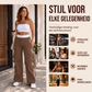 Dames straight-fit cargobroek met zijstrepen