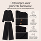 Dames set met V-hals top met lange mouwen en wijde pijpen broek