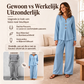 Dames set met V-hals top met lange mouwen en wijde pijpen broek