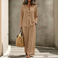 Dames set met V-hals top met lange mouwen en wijde pijpen broek