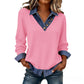 Casual patchwork lange mouwen top voor dames