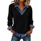 Casual patchwork lange mouwen top voor dames