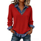 Casual patchwork lange mouwen top voor dames