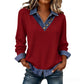 Casual patchwork lange mouwen top voor dames