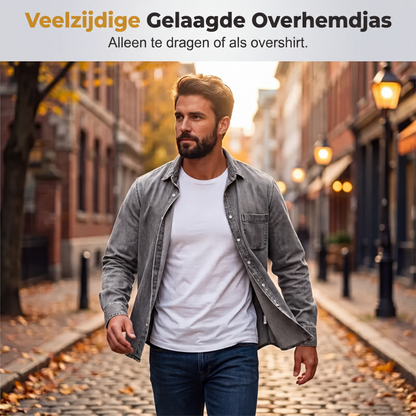 👕Herenshirt van retro gewassen denim