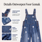 Losvallende denim tuinbroek voor dames met bloemenprint